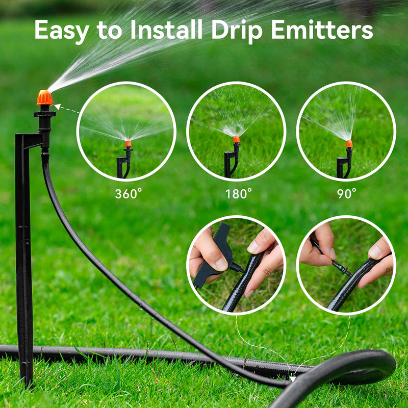 [Australia - AusPower] - Drip Irrigation Spray Emitters with Stakes: 10 Sets Mixed 360/180/90 Degrees Drip Irrigation Sprayers for 1/4 inch Tubing Garden Irrigation System 10 Set Mixed Drip Sprinklers 