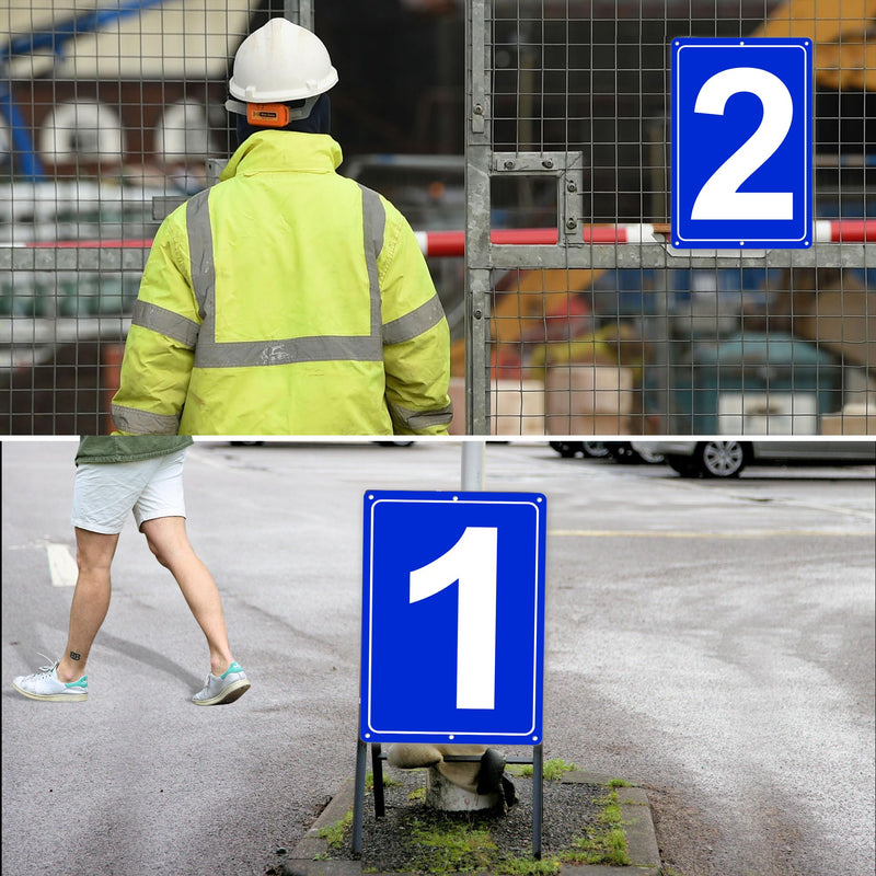 Numbered Sign 16, Aluminum Number Signs for Tennis Court, 12x8 inches Signage for Parking Lots and Public Spaces, Weatherproof and Easy to Install Metal Signs 12" x 8" BLUE Numbered Sign 16