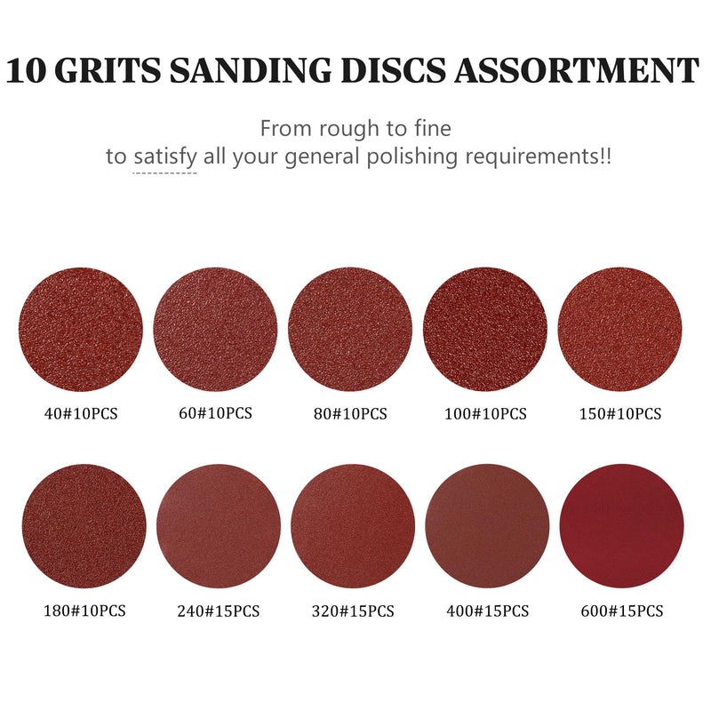 Selead Pack of 120 Sandpaper 125 mm Professional 8-Hole Sanding Discs Grit P40-600 Sandpaper Round for Random Orbital Sanders Pack of 120 | Mix Grit