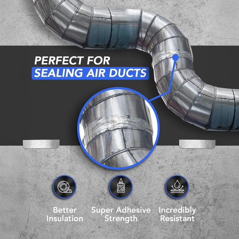 TapePlus Aluminum Foil Tape - HVAC & Ductwork Sealing with HVAC Tape - Metal Ductwork Insulation & Moisture Protection - Heat-Resistant Performance to 250°F - 2 in x 70 yd, Pack of 1, Silver 1 Pack