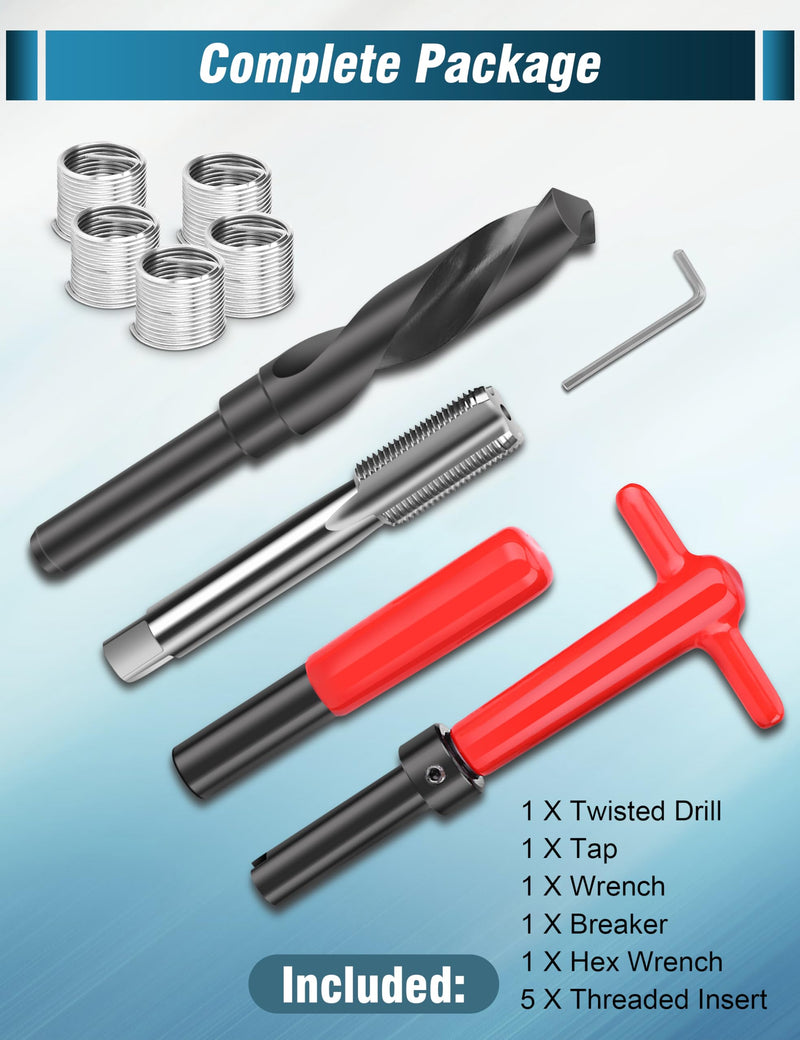[Australia - AusPower] - M18x1.5 Thread Repair Kit, 10 Pcs Helicoil Thread Repair Kit Thread Chaser Set, Portable Thread Metric Inserts Repair Kits Helicoil Thread Repair kit, Compatible Hand Tool Set for Auto Repairing M18x1.5 