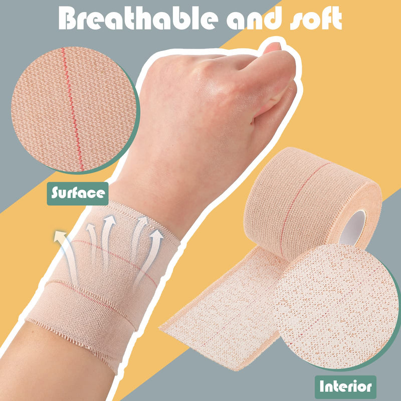 BBTO 4 Rolls Elastic Tape Adhesive Elastic Tape Self Adhesive Bandage Wrap Flexible Stretch Bandages for Sports Ankle, Knee and Wrist Sprains Animal Pets, 5 Yard(2 Inch in Width) 2 Inch in Width