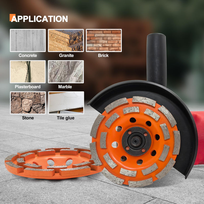 [Australia - AusPower] - FEWELL 4 1/2” Concrete Grinding Wheel, Double Row Diamond Cup Wheel with 7/8” Arbor for Polishing and Grinding Concrete Surface Brick Stone Marble Cement Granite 