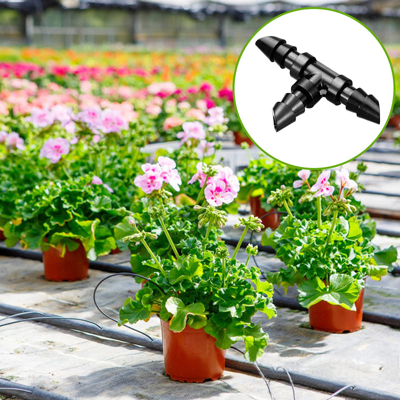 [Australia - AusPower] - 50 Pack Drip Irrigation 1/4 Barbed Tee Fittings, Barbed Connectors Fits Universal 1/4 Inch Drip Tubing, Irrigation Tee for Drip or Sprinkler System 50P-Tee 