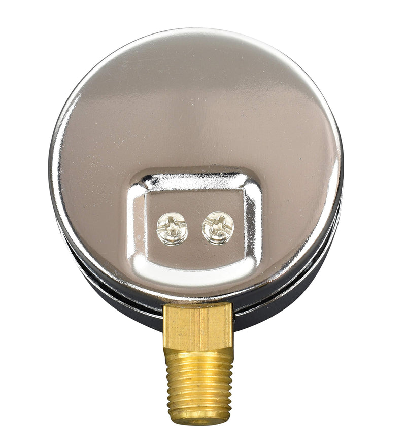 [Australia - AusPower] - 2-1/2" Pressure Gauge, Chrome Plated Steel Case, Dry, 0-15 psi/kPa, Lower Mount 1/4" NPT 