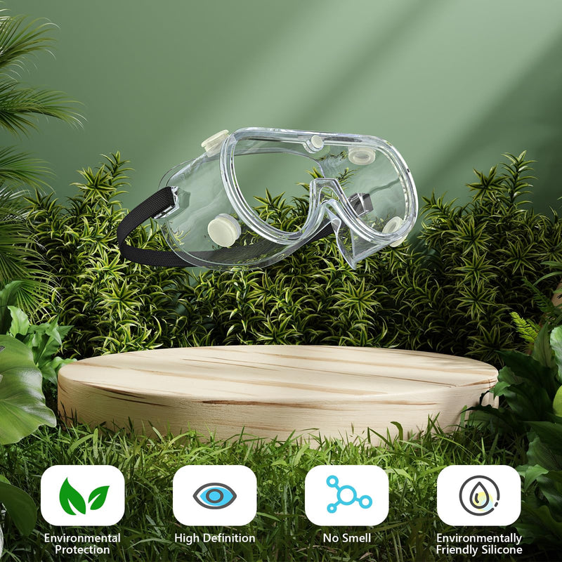 Anti-fog Safety Goggles ANSI Z87.1,Adjustable Chemistry Lab Goggles Over Glasses Transparent 4pcs