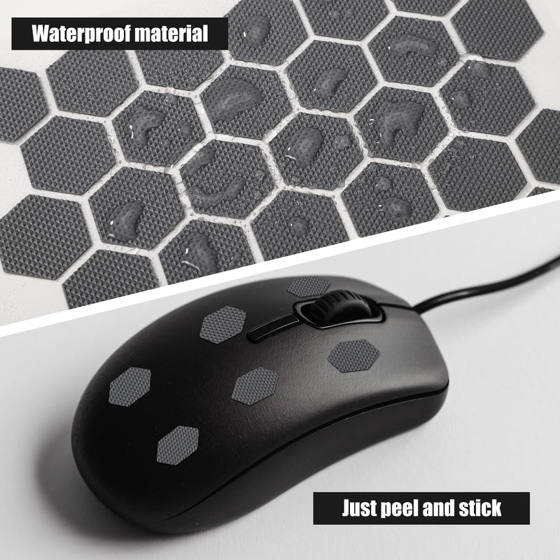 lasuroa 4pcs Cell Phone Grip Stickers, Diamond Texture Non-Slip Mobile Phone Grip Tape with Round Square Hexagon Shape Adhesive Decals for Controllers Camera Mouse Smooth Devices (Gray) Gray