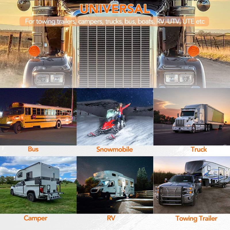 [Australia - AusPower] - 2pcs 4 Inch Amber Red Round Double-Face Pedestal Fender Light with Stud Mount, 48 LED Stop Turn Tail Signal Trailer Light for Semi Truck Peterbilt Kenworth Freightliner Towing Dual-Face Waterproof 