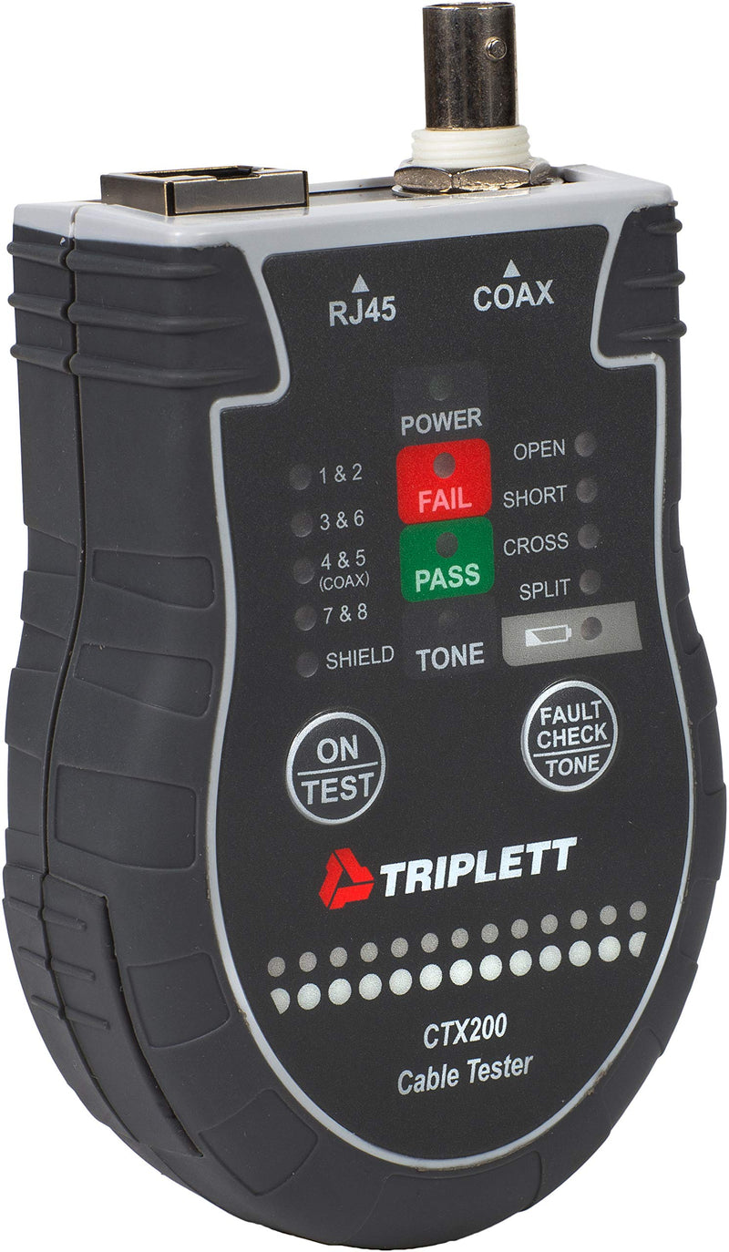 [Australia - AusPower] - Triplett CTX200 Pocket CAT LAN Tester for RJ45, CAT 5/6, and Coax Cables with Instant Pass/Fail Results 