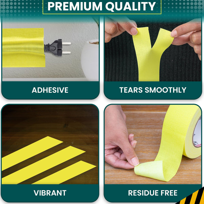 Perco Professional-Grade Duct Tape | Reflective, Durable and No-Residue Cloth Tape for Reliable & Convenient Repairs, Marking, Cable Management & More | 30-Yard x 2inch Per Roll (Fluorescent Yellow) 1 Roll Fluorescent Yellow