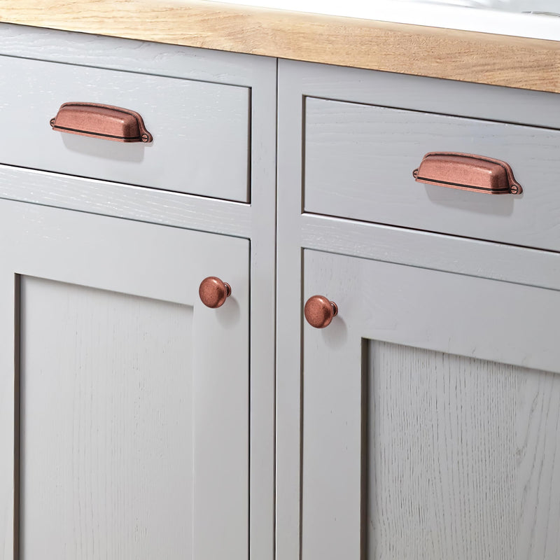 6 Pack 5 inch (128mm) Antique Copper Cabinet Cup Pulls Aged Gold Drawer Pulls Kitchen Hardware Vintage Brass Cabinet Handles Drawer Handles Knobs Bin Cup Pull. 5 inch (128 mm) Hole center 6 Pack