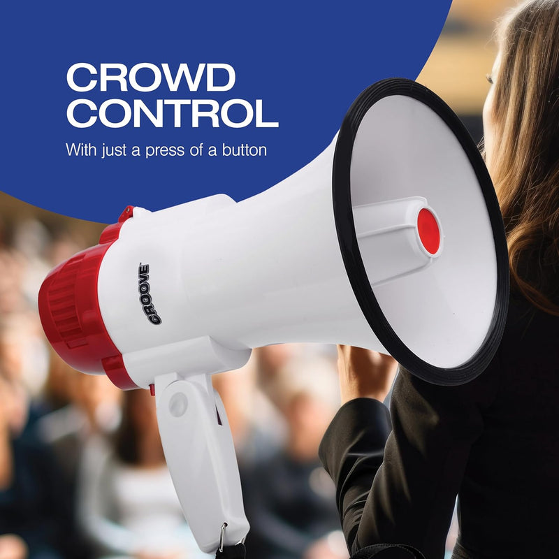 [Australia - AusPower] - MGROLX Portable Megaphone Spearker/Bullhorn-with Built-in Siren/Alarm-Music-30 Watt Power & 800 Yard Range-Sliding Volume Adjustment-Powerful and Lightweight-ER46S black-white 10.24x6.3x6.3 