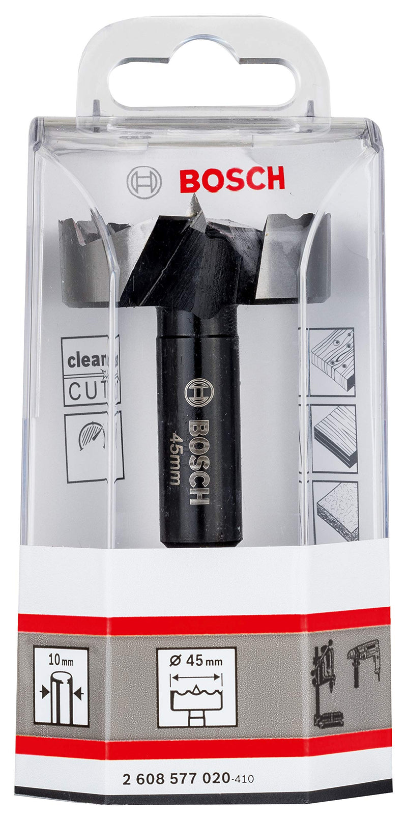 [Australia - AusPower] - Bosch 2608577020 Toothed Forstner Drill Bit, Silver/Black, 45 m 