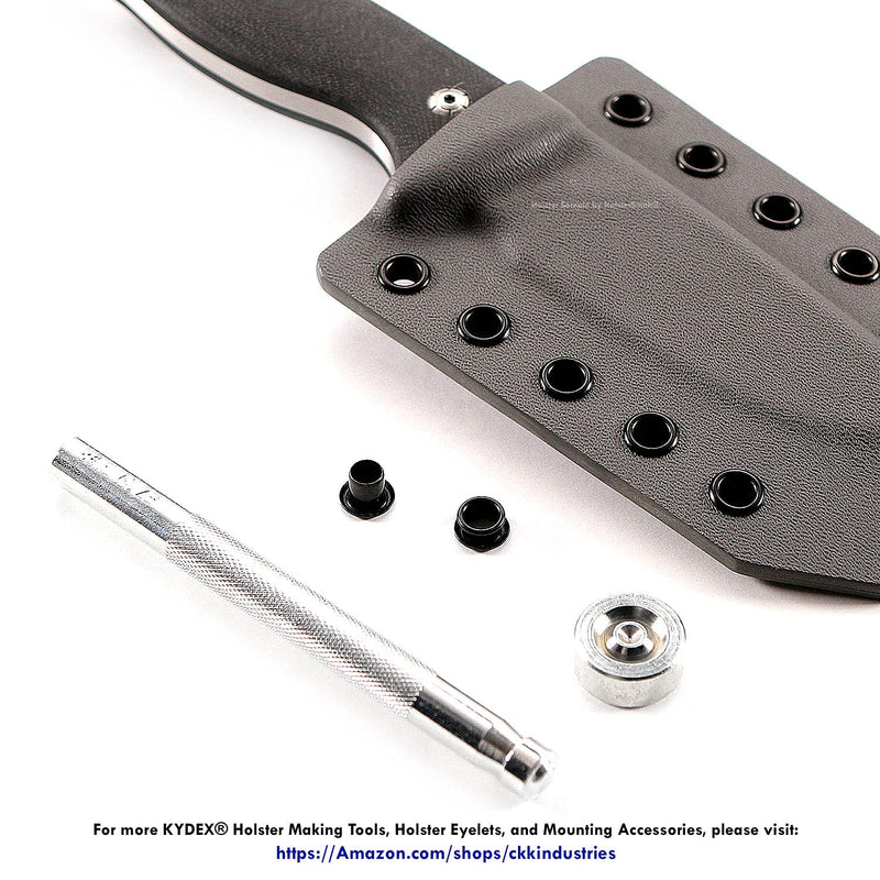 Eyelet Hand Setter & Eyelet Combo Kit - Includes (1)(#8 Hand Setter) + (100)(#8-9 Black Eyelets) - for DIY Kydex & Leather Holster Making, Upholstery, and Apparel Binding Eyelet Hand Setter (#8) + (100) #8-9 Black Eyelets