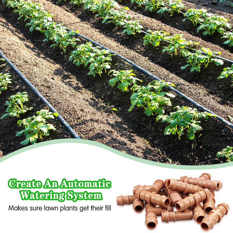 [Australia - AusPower] - Drip Irrigation Fittings Kit?20 Pieces Drip Irrigation Parts for 1/2 Inch Drip Irrigation Tubing with 0.600" ID Drip Line System Barbed Connectors Including 7 Couplings 7 Tees 6 Elbows 20 Pack Set 