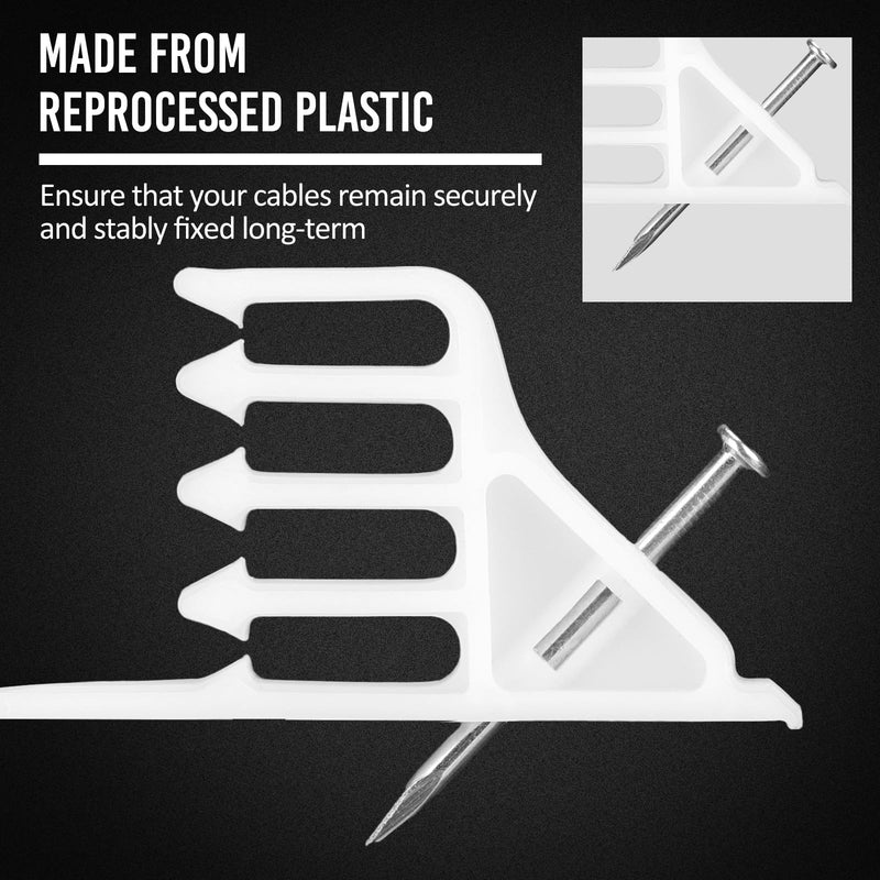 [Australia - AusPower] - Cable Stackers Electrical Cable Staples Wire Stackers Insulated Multi Cable Staple Sort out Electric Cables Efficient Cable Organization for Various Quantities of Cables (50, White) 50 