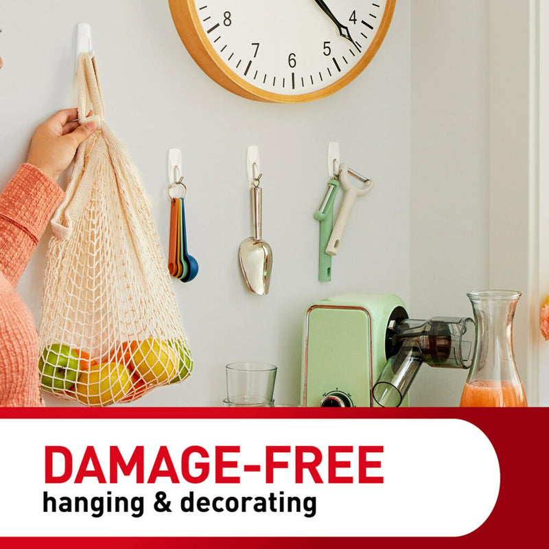 Command 5 lb Large Utility Hooks, 14 Hooks and 16 Strips, Damage-Free Hanging Wall Hook with Adhesive Strips, No Tools Required, Great for Home Kitchen Office Organization White