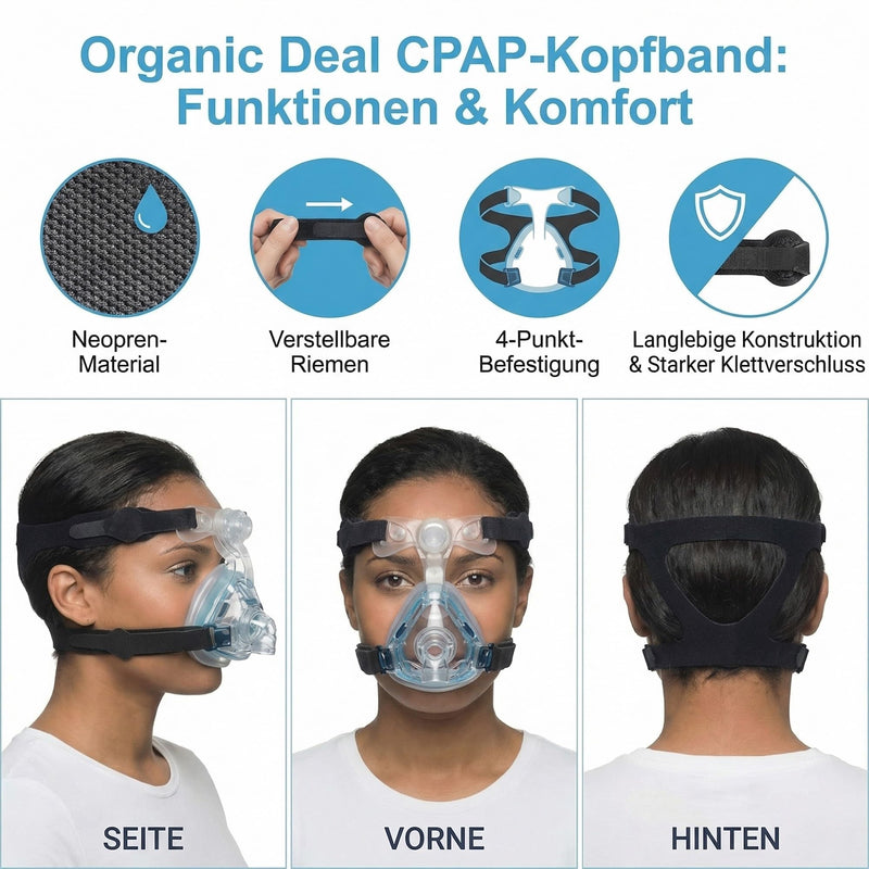 Pack of 2 Universal Cpap Headband - Mask & Clips Not Included | Universal mask strap for CPAP therapy for sleep apnea - soft neoprene material, no chin strap sleep apnea - headband 2 pieces (pack of 2)