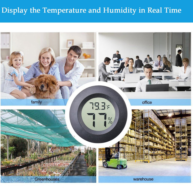 2-Pack Mini Hygrometer Thermometer Fahrenheit or Celsius Meter Digital LCD Monitor Indoor Room Round Humidity Temperature Gauge for 3D Printers Guitar Case Greenhouse Babyroom Reptile Incubator 2