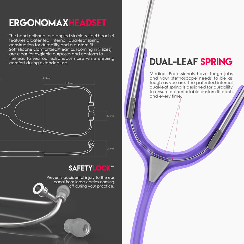 [Australia - AusPower] - MDF Instruments MD One Stainless Steel Stethoscope, Adult, Pastel Purple Tube + LUMiNiX Medical Professional Penlight 