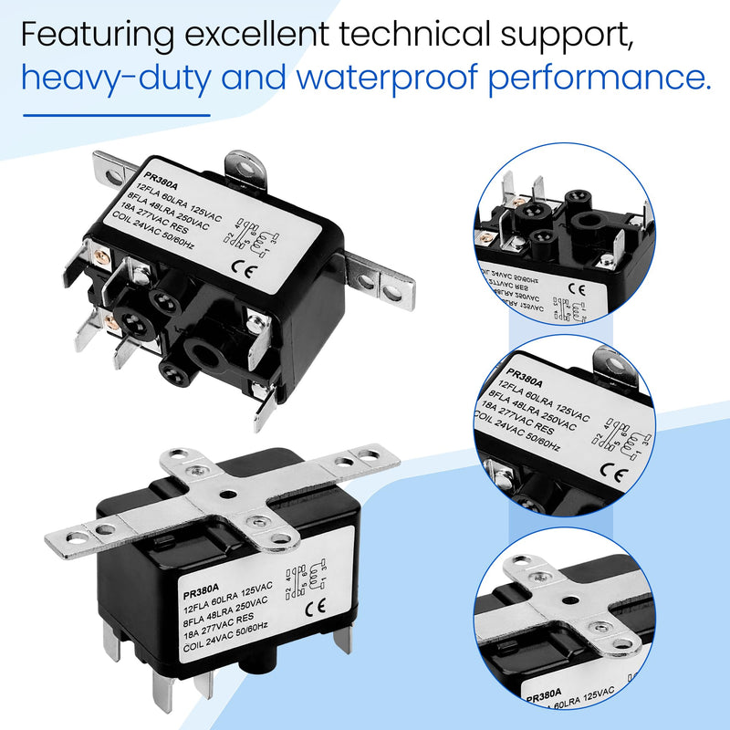 [Australia - AusPower] - APFR-380 90-980 24V AC Heavy-Duty Fan Relay – Single Pole SPST – Isolated AC Switch for HVAC blowers, humidifiers, Goodman blowers, Heat sequencers – Includes Universal Bracket（2 Pack） (2) 2 
