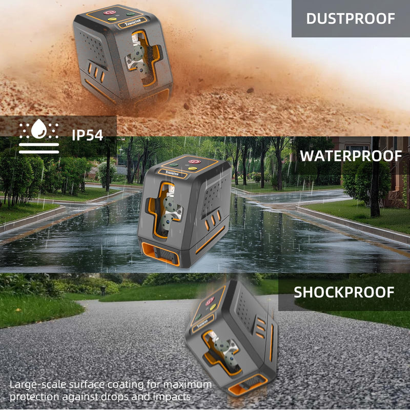 [Australia - AusPower] - Self-Leveling Cross Line Laser Level 100ft/30 meters Range,10-level Brightness adjustable,green beam Carrying Pouch Included,Level for Picture Hanging, DIY, Construction and Indoor Projects 