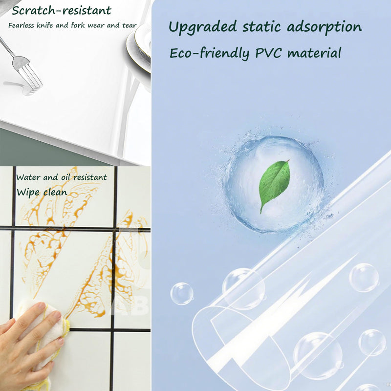 Clear Electrostatic Wall Protective Film, 15.7" x 118" Static Cling Contact Paper, Paint Safe Removable Sheet for Kitchen Backsplash & Furniture