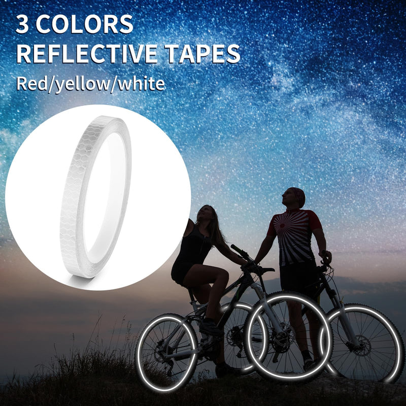 Neon Reflective Tape 0.4In x 26 Feet, Safety Warning Tape High Viscosity Durable Lasting Outdoor Waterproof Neon Reflector Strips for Bicycles Helmets Trailers(White) White