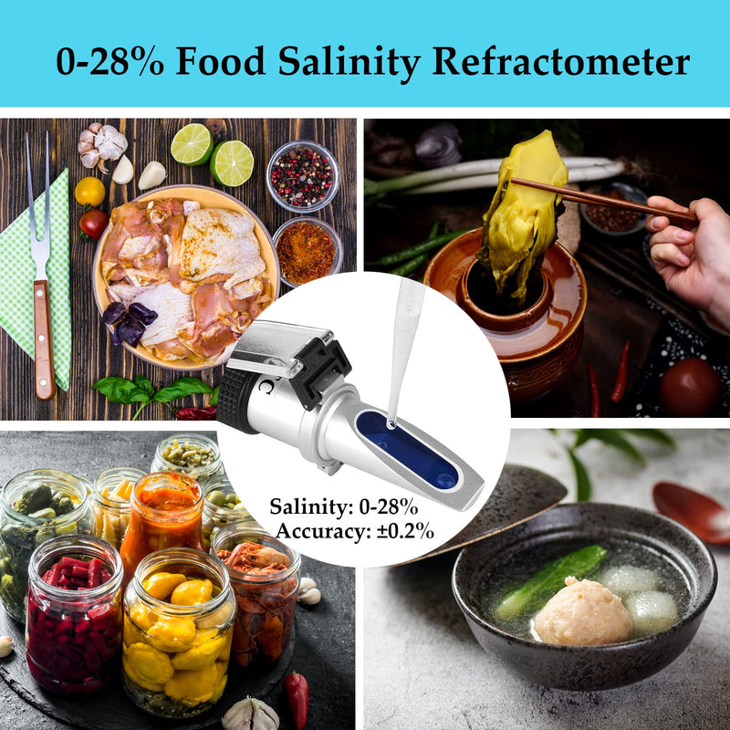[Australia - AusPower] - Salinity Refractometer 0~28% for Measuring Sodium Chloride Content in Brine, Seawater and Industry, Nacl Refractometer Salinometer Brine Refractometer for Pickles Curing Foods Making 0-28% 