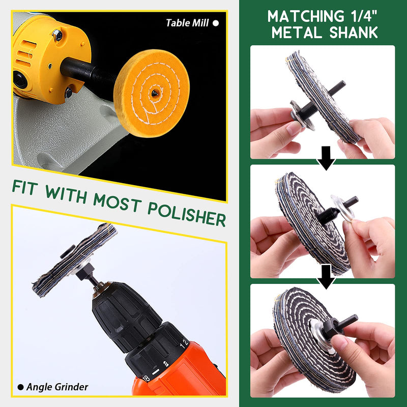 [Australia - AusPower] - Keadic 8Pcs 4inch Buffing Polishing Wheel Kit Includes Polishing Compounds, Buffer Wheels for Polishing and 1/2" Arbor Hole, Polishing Pad Buffing Wheel Kit, Buffer Polisher for Bench Grinder 4'' Buffering wheel Kit 