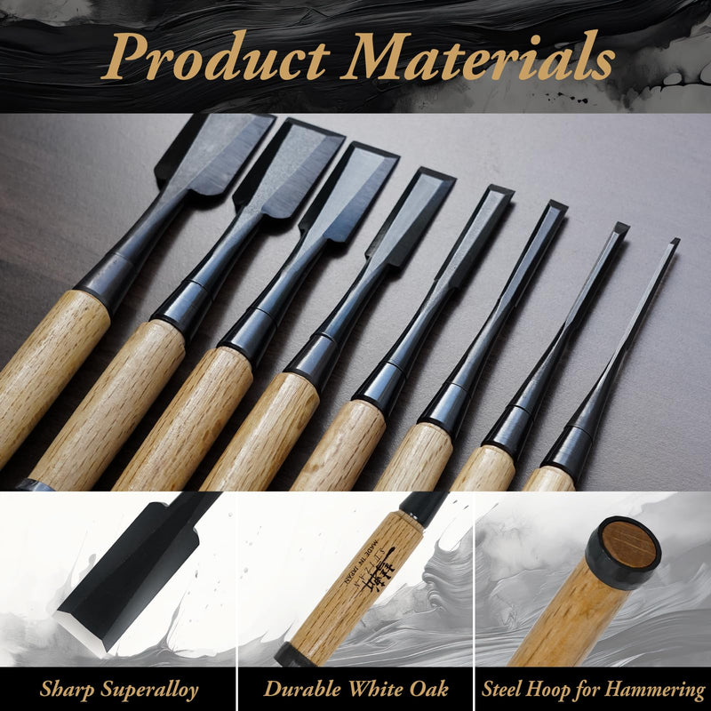 [Australia - AusPower] - SUIZAN Japanese Wood Chisel 3/8 Inch (9mm) Professional Wood Chisels for Woodworking Oire Nomi 3/8 Inch (9mm) 