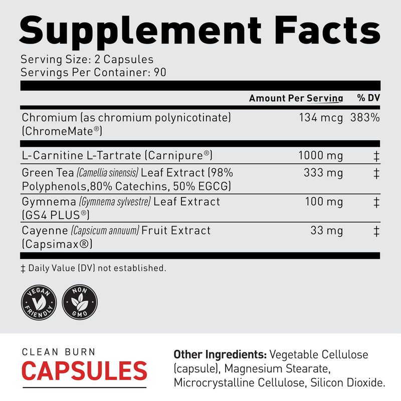 [Australia - AusPower] - Kaged Clean Burn Capsules | Unflavored | Thermogenic Weight Management | Boost Metabolism | Stimulant & Caffeine Free | Supplements for Men & Women | 90 Servings 