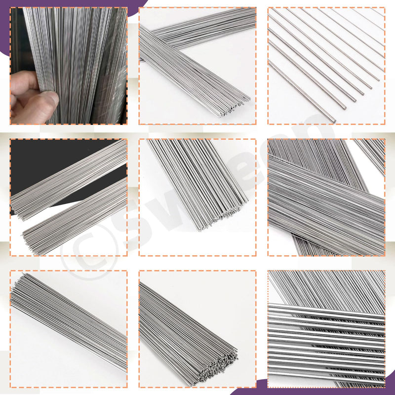 Swpeet 104Pcs 12 Sizes 0.3 mm, 0.4 mm, 0.5 mm, 0.6 mm, 0.8 mm, 1 mm, 1.2 mm, 1.4 mm, 1.6 mm, 1.8 mm, 2 mm, 3 mm 40cm-16" Length Stainless Steel Rods Sets