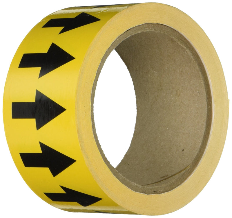 Accuform RAW254BKYL Adhesive Vinyl Directional Flow Arrow Tape, 2" Width x 54' Length x 0.006" Thickness, Black/Yellow