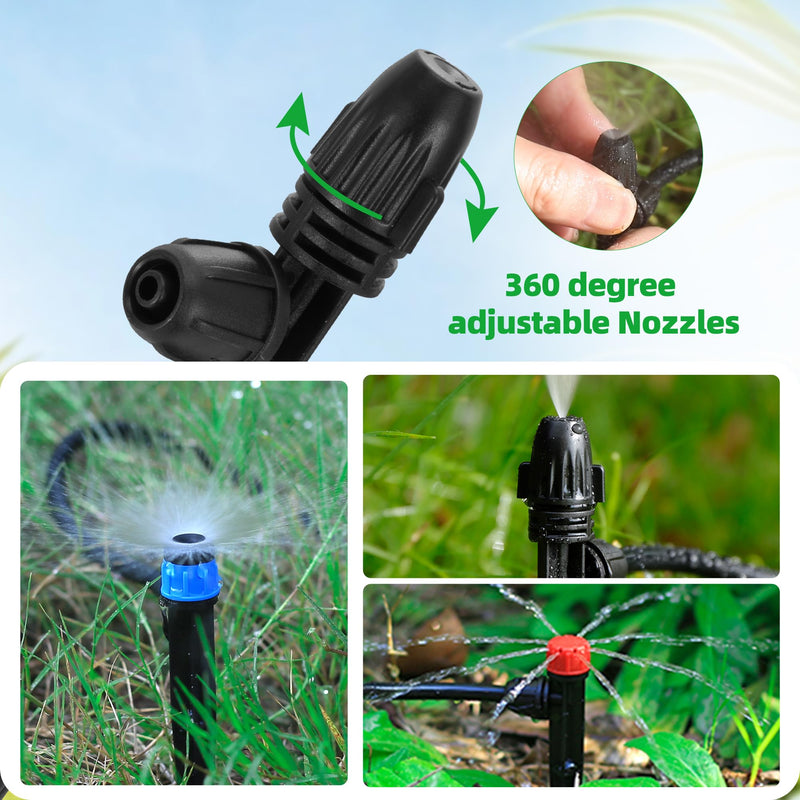 [Australia - AusPower] - 60 Pcs Drip Irrigation Sprayer Emitters for 1/4" Irrigation Tubing,Adjustable Water Flow Irrigation Misting Emitters Irrigation Drippers,3 Style Drip Micro Sprinkler Nozzles for Garden Water System 