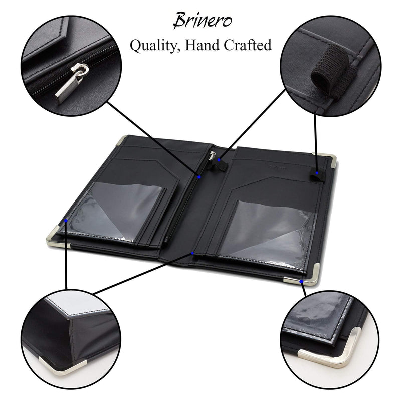 [Australia - AusPower] - Premium Server Book, Newly Improved Magnetic Bulk Pockets for 2022, 2 Pen Holders, Zipper Pocket, Firm Writing Surface Black Smooth 