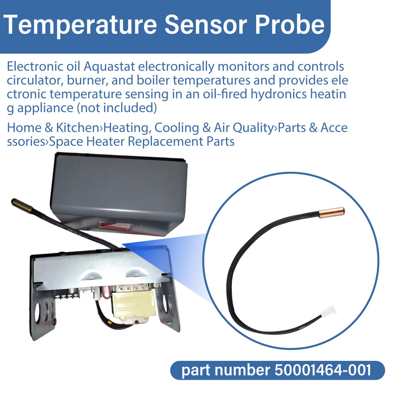 [Australia - AusPower] - Replacement Boiler Burner Temperature Sensor Probe with Lead Wire 12INCH 50001464-001 Fits Universal Electronic Oil Aquastat electronically L7224A L7248A L7224U-1002 