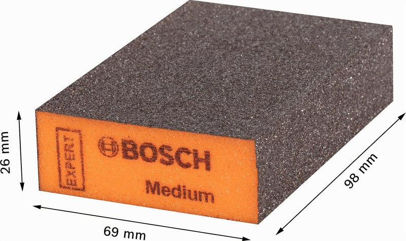 Bosch 1 x Expert S471 Standard Sanding Sponges (for Paint on Wood, Softwood, Diameter 69 x 97 x 26 mm, Medium, Professional Accessories Hand Sanding) Orange 69 x 97 x 26 69 x 97 x 26