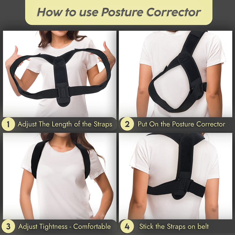 [Australia - AusPower] - Cervical Neck Traction Device & Posture Corrector for Women and Men, FSA HSA Eligible Inflatable Neck Stretcher Brace for Decompression, Adjustable Upper Back Brace & Elastic Support (Carbon Black) Carbon Black 