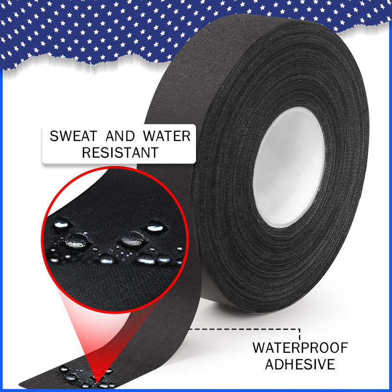 D-Xam Hockey Tape Black Grip Tape 2 Roll Athletic Sports Tape 1inch Multipurpose Cloth Tape for Lacrosse Stick Handles Pullup Bars Tools Fingers Water-Resistan Protect from Scratches Smudges Orange
