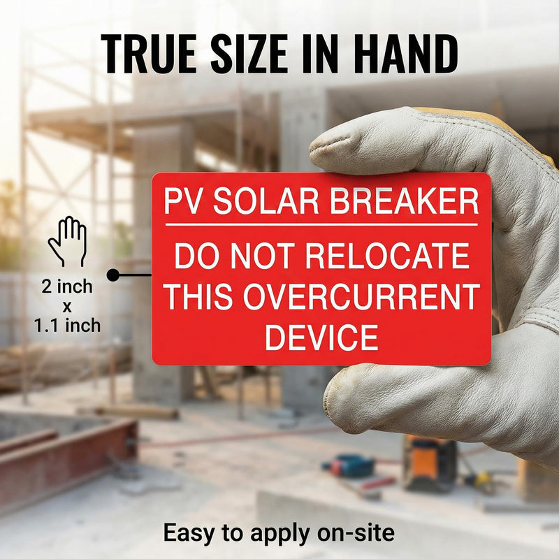 30PCS Solar Breaker Lockout Labels, Do Not Relocate Warning Stickers for PV Systems | UV Resistant & Weatherproof | Code Compliant Overcurrent Device Markers