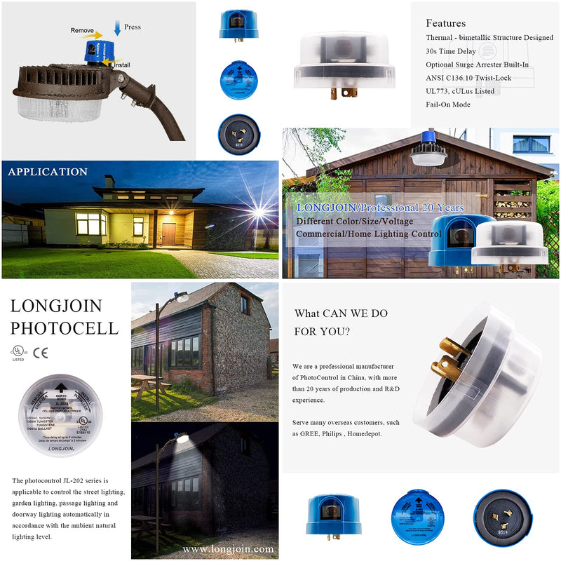 [Australia - AusPower] - Twist Lock Photocell for LED Barn Light, Area Light, Street Light, Parking Lot Lights and Dusk to Dawn Light Auto On Off Photocell Switch-3PC (3.Units) 