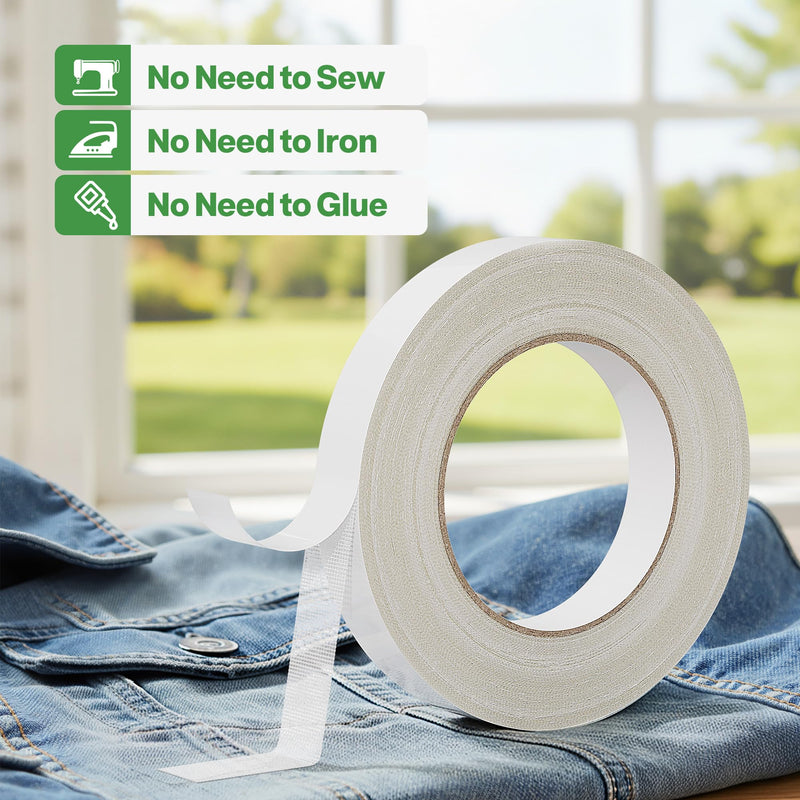 Hemming Tape for Pants, 3/4'' X 72FT, Double Sided Fabric Tape | No Sewing No Ironing, Stitch Witchery Hem Tape, For Pants, Curtains, Dress, Jeans, Clothes, Rug, Carpet, Arts 3/4Inch X 72FT