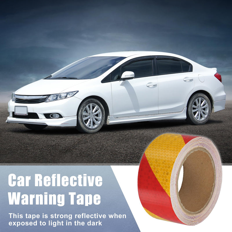 ACROPIX Universal 5cmx10m Yellow and Red Twill Car Reflective Stickers Reflective Tape Safety Warning Reflective Protector - Pack of 1