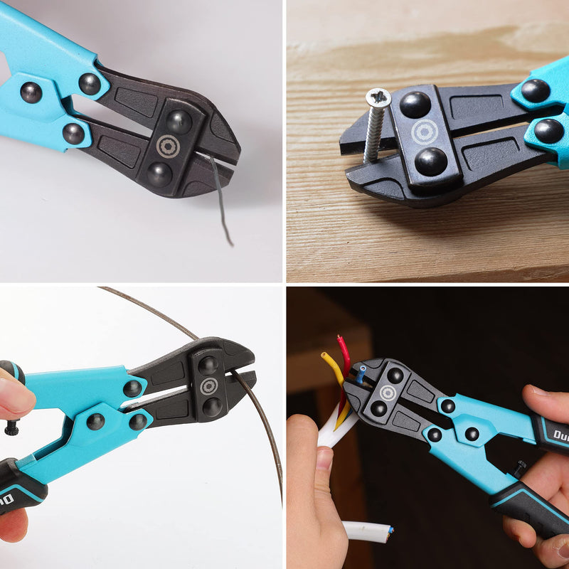 [Australia - AusPower] - DURATECH 8-inch Mini Bolt Cutter with Bi-Material Ergonomic Handle Grip, Security Lock, Chrome Vanadium Steel Blade for Wire, Cables, Chains, Small Screws 8" bolt cutter 