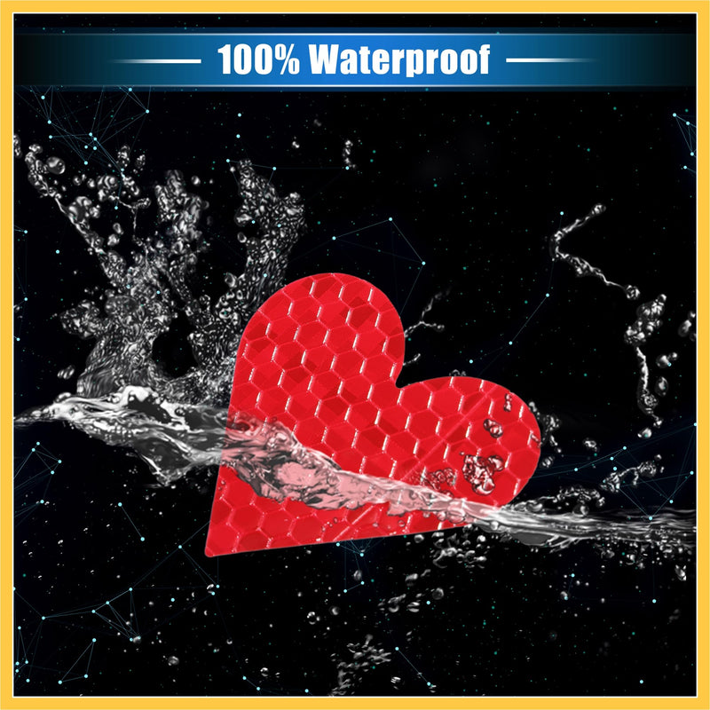 20 Pcs Reflective Stickers, 1.93"x1.73" Heart Shape Safety Tape Reflector Universal for Cars Trucks Trailers Waterproof PET Red Auto Replacement Parts