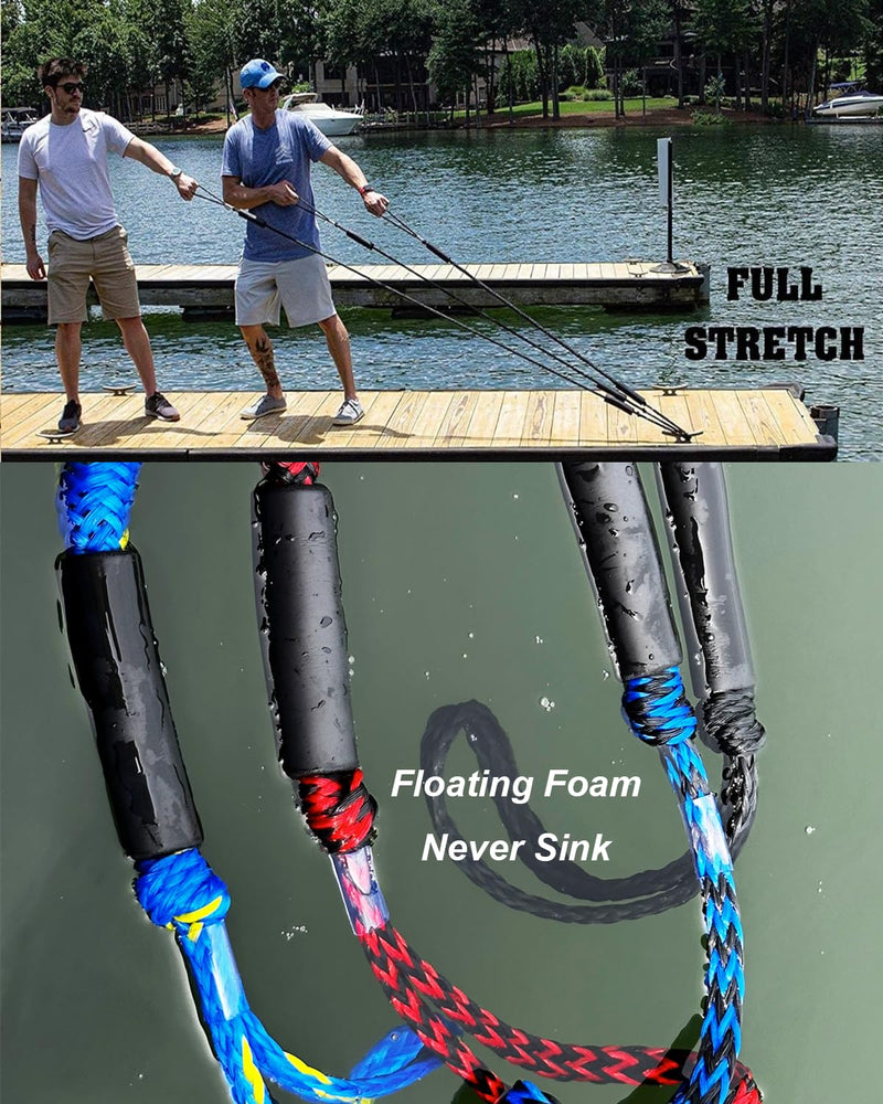Boat Accessories 2PCS Dock Lines 3FT Premium Bungee Boat Lines (Red+Black, 3Feet) Red+Black