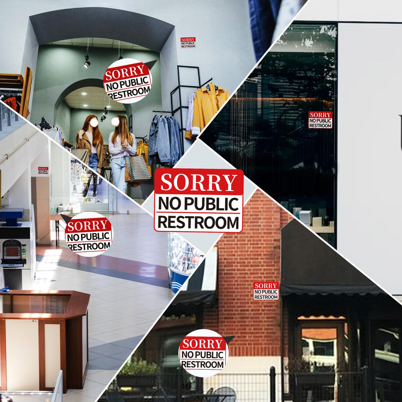[Australia - AusPower] - 2 PCS Sorry No Public Restroom Signs, Self Adhesive Weatherproof UV Protected Vinyl No Public Bathroom Signs for Business Window Door Red (No Public Restroom) 