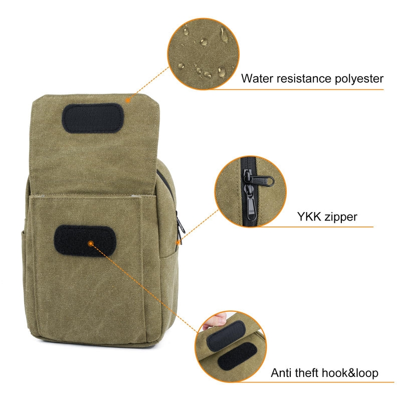 [Australia - AusPower] - Small Camera Bag for Photographer Canvas Sling Bag Purse Waterproof Dslr Bag Compatible with Nikon Sony for Men and Women Army green 