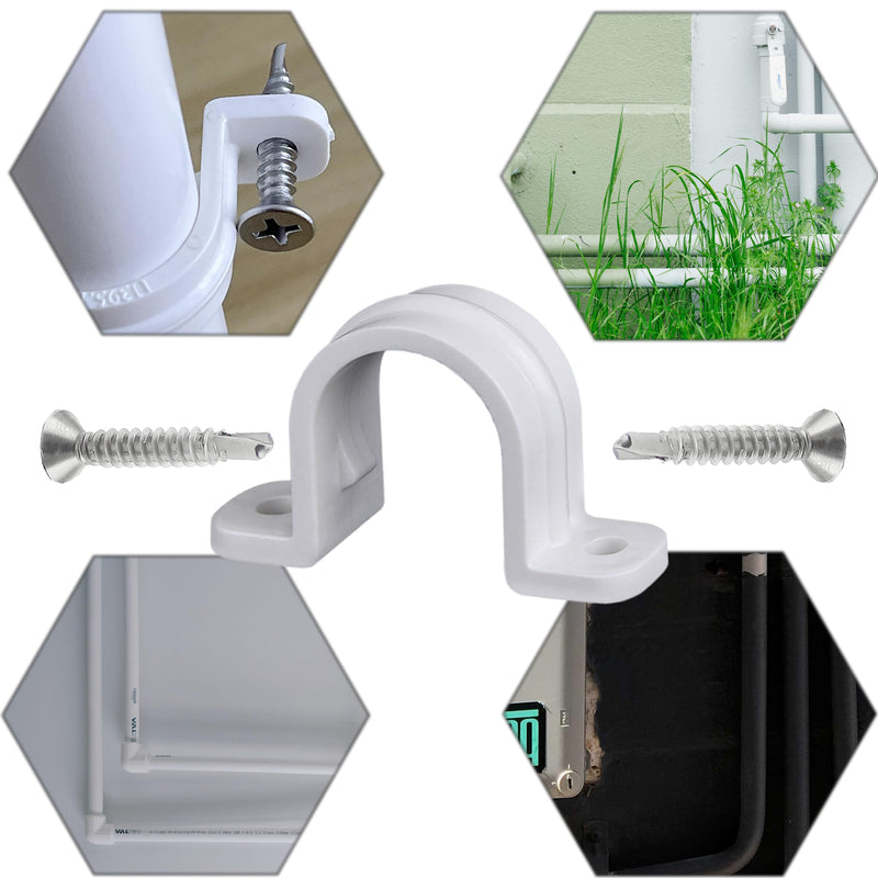 [Australia - AusPower] - 30 Pcs conduit pipe strap clamps,Plastic pipe clamps SCH 1/2 inches, Two Hole plastic pipe clips Non-metallic conduit pipe conduit clamps PVC conduit clips 